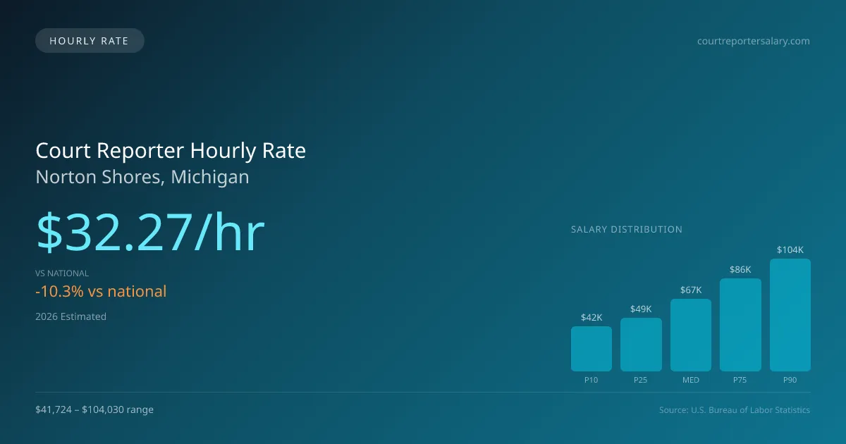 Court Reporter Hourly Rate in Norton Shores, MI — 2026 est., based on 2025 BLS
