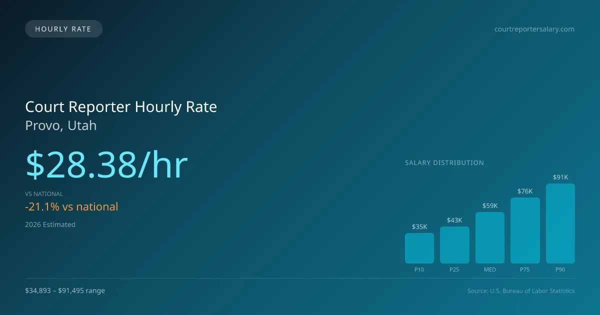 Court Reporter Hourly Rate in Provo, UT — 2026 est., based on 2025 BLS