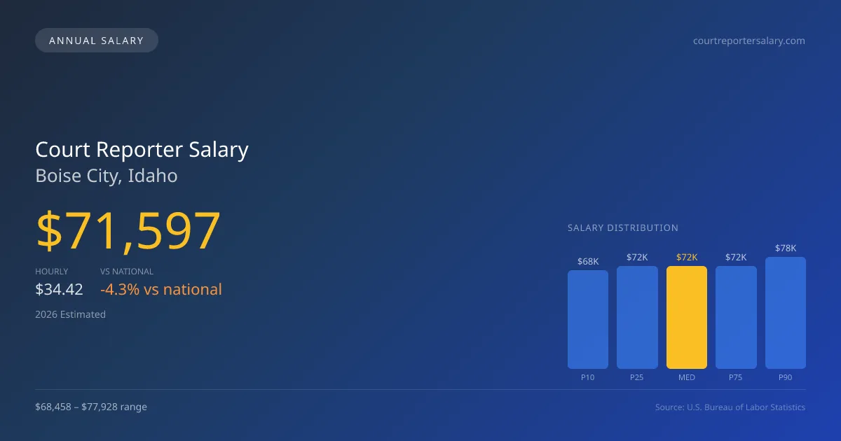 Court Reporter Salary in Boise City, ID — 2026 est., based on 2025 BLS
