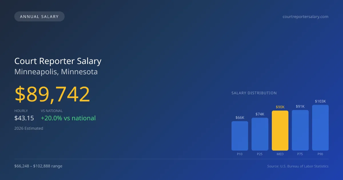 Court Reporter Salary in Minneapolis, MN — 2026 est., based on 2025 BLS