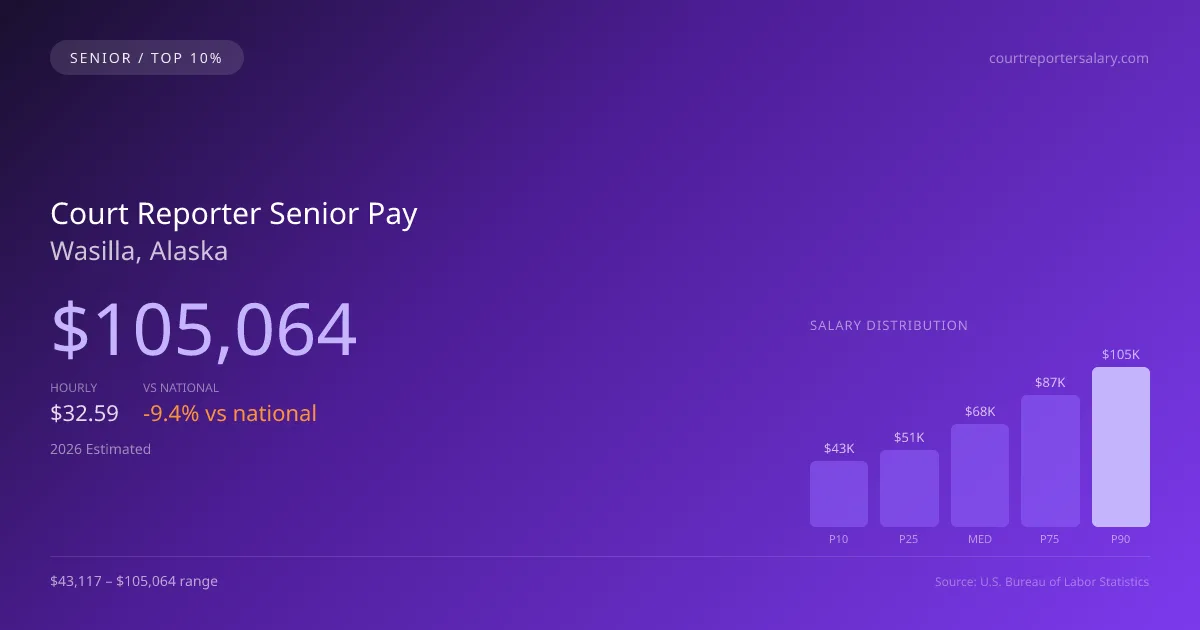 Court Reporter Senior Salary in Wasilla, AK — 2026 est., based on 2025 BLS