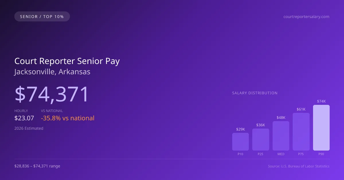 Court Reporter Senior Salary in Jacksonville, AR — 2026 est., based on 2025 BLS