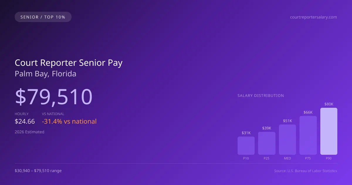 Court Reporter Senior Salary in Palm Bay, FL — 2026 est., based on 2025 BLS