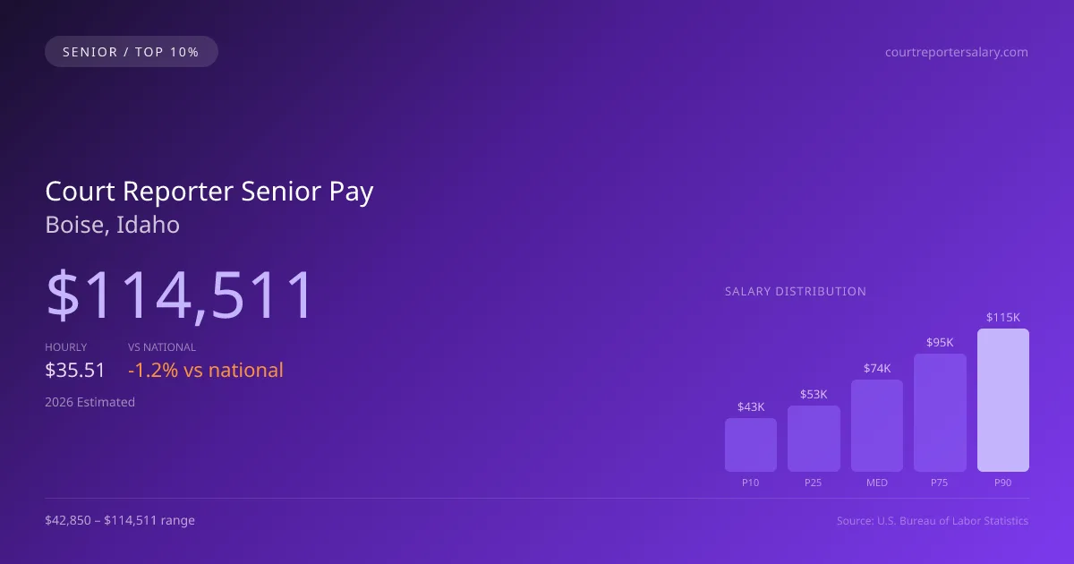 Court Reporter Senior Salary in Boise, ID — 2026 est., based on 2025 BLS