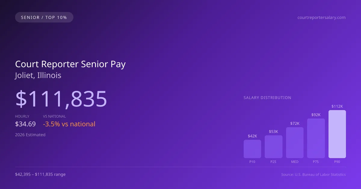 Court Reporter Senior Salary in Joliet, IL — 2026 est., based on 2025 BLS