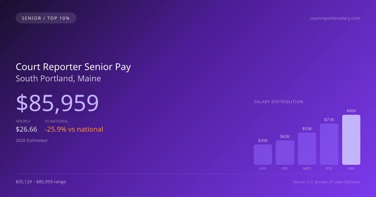 Court Reporter Senior Salary in South Portland, ME — 2026 est., based on 2025 BLS