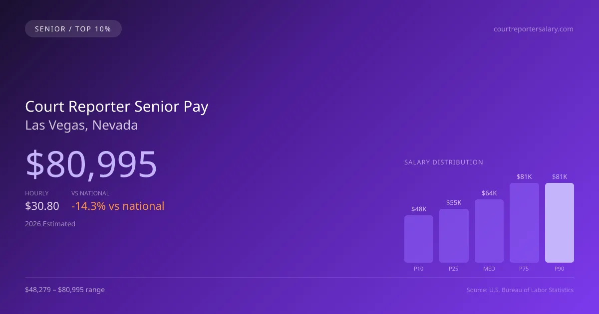 Court Reporter Senior Salary in Las Vegas, NV — 2026 est., based on 2025 BLS