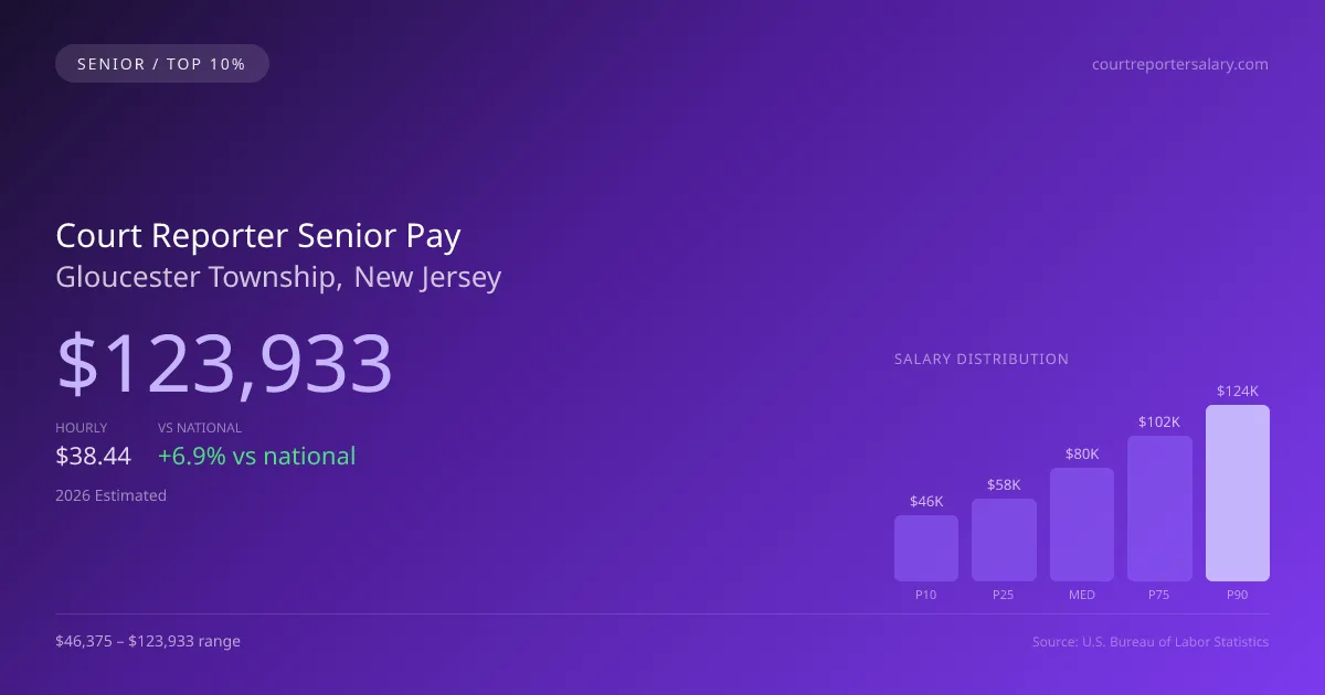 Court Reporter Senior Salary in Gloucester Township, NJ — 2026 est., based on 2025 BLS
