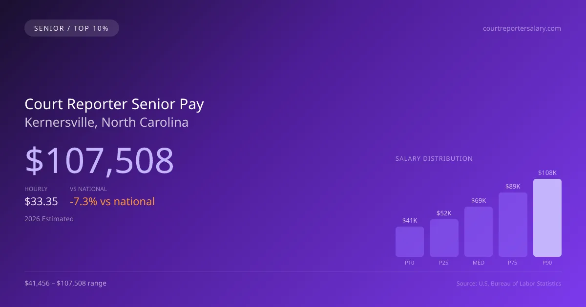 Court Reporter Senior Salary in Kernersville, NC — 2026 est., based on 2025 BLS