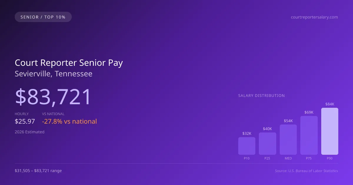 Court Reporter Senior Salary in Sevierville, TN — 2026 est., based on 2025 BLS