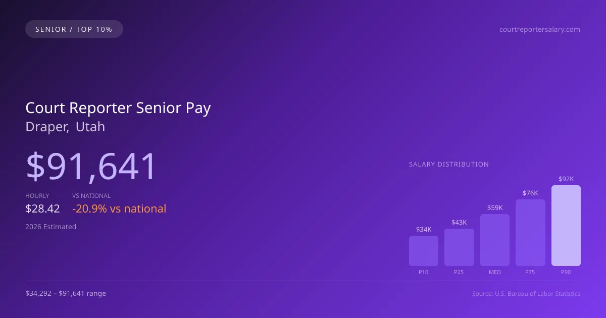 Court Reporter Senior Salary in Draper, UT — 2026 est., based on 2025 BLS