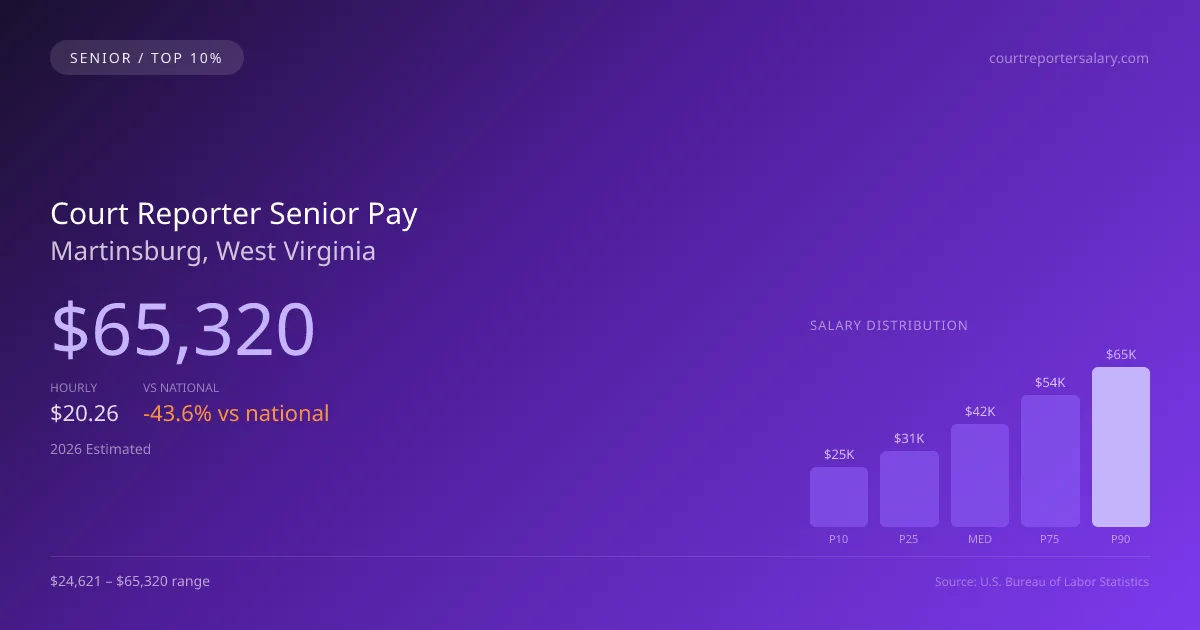 Court Reporter Senior Salary in Martinsburg, WV — 2026 est., based on 2025 BLS