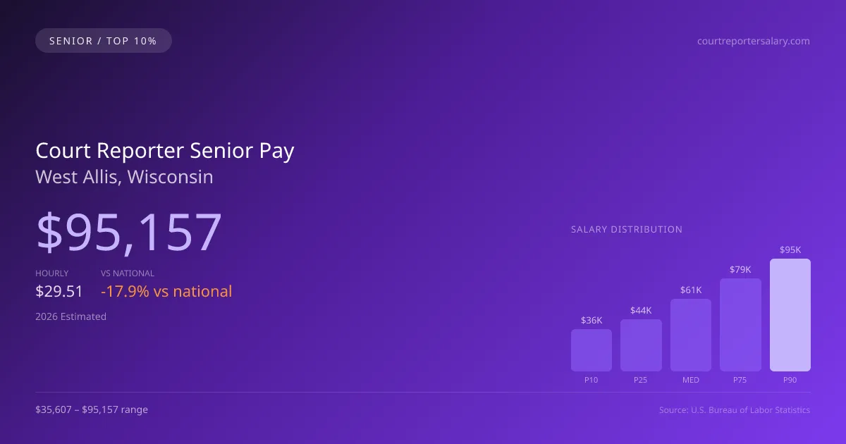 Court Reporter Senior Salary in West Allis, WI — 2026 est., based on 2025 BLS
