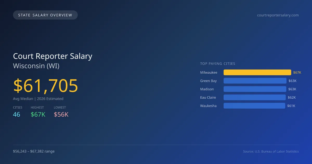 Court Reporter Salary in Wisconsin - 2025 BLS Data Infographic
